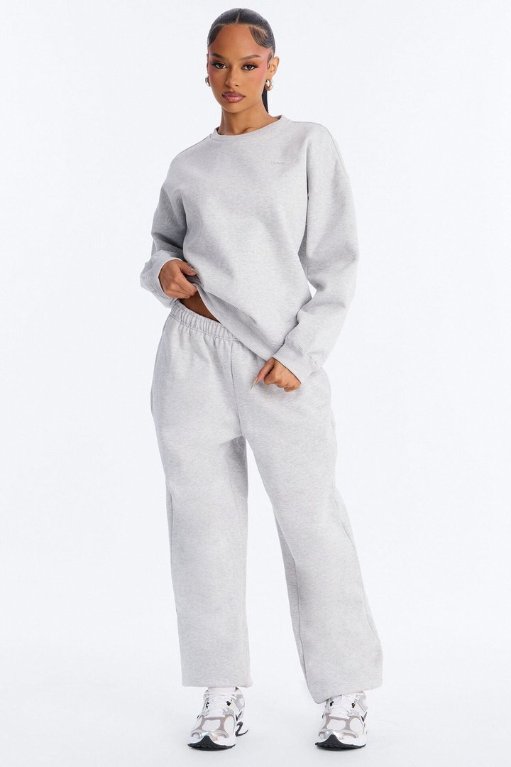 Libby Crew Neck Fleece Sweatshirt - Heather Grey