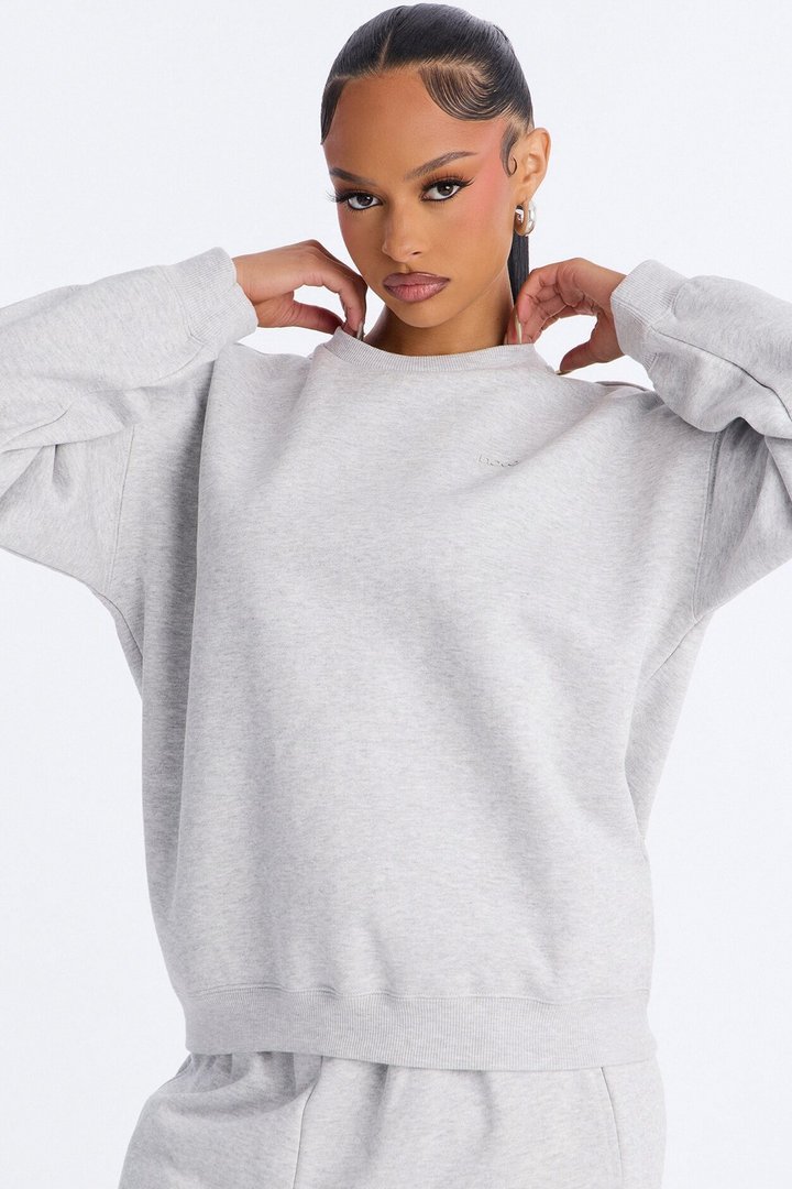 Libby Crew Neck Fleece Sweatshirt - Heather Grey