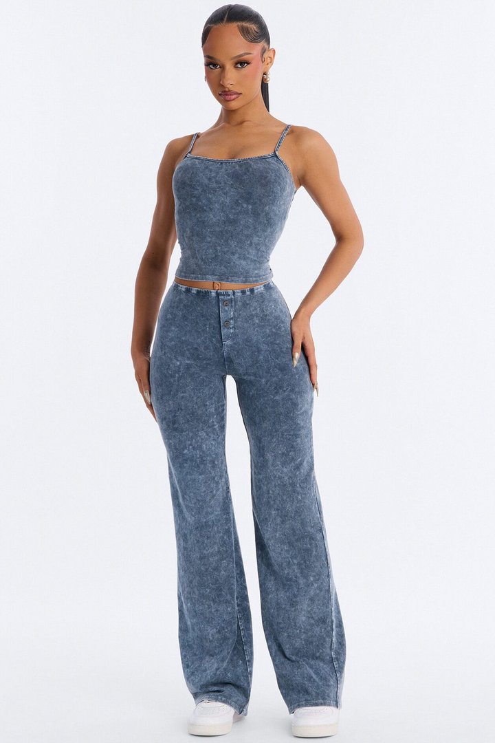 Chill Day Washed Pant Set - Blue