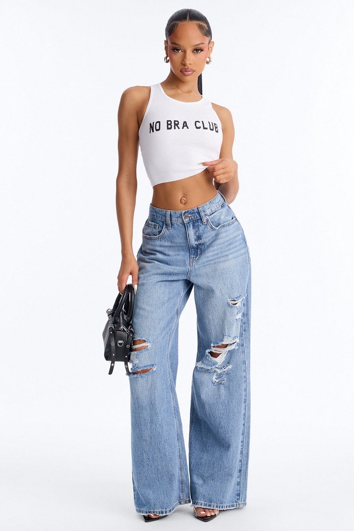 No Bra Club Tank Top - White