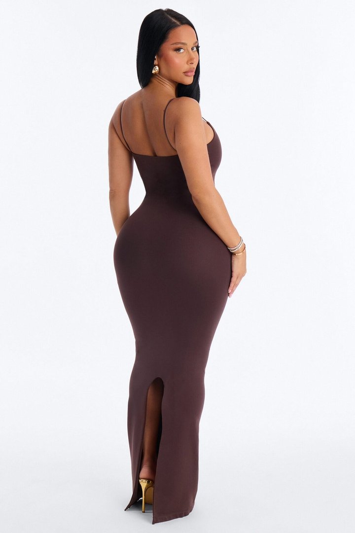 Seamless Smooth Double Lined Maxi Dress - Chocolate