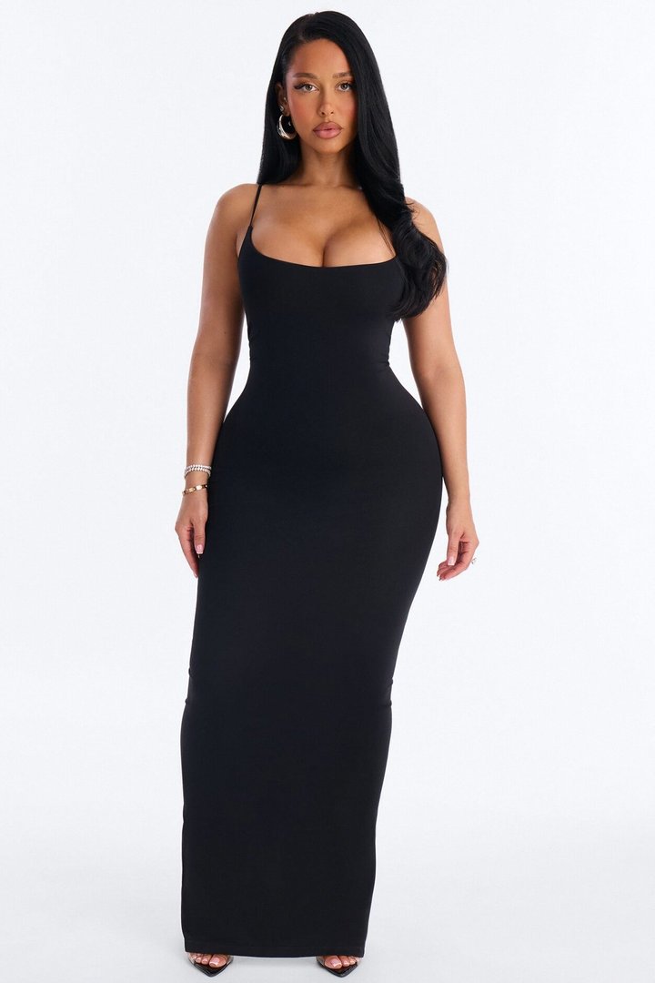 Seamless Smooth Double Lined Maxi Dress - Black