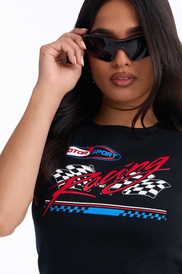 Racing Motors Fitted Baby Tee - Black