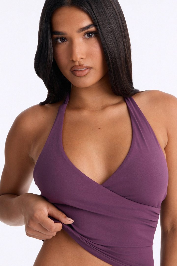 Riley Active Surplice Pant Set - Plum