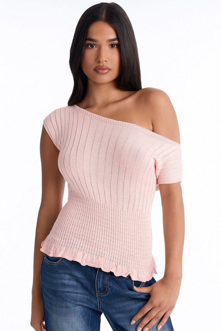 Ready For Fun Ruffle Trim Sweater Top - Blush