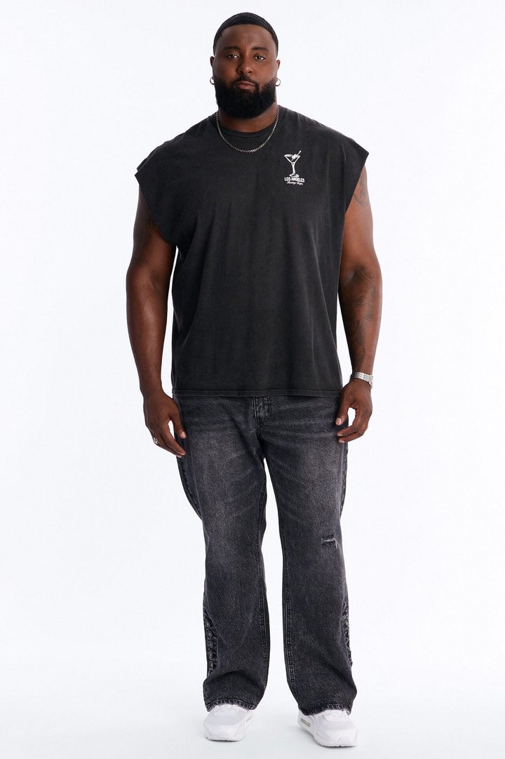 Los Angeles Martini Vintage Muscle Tee - Black