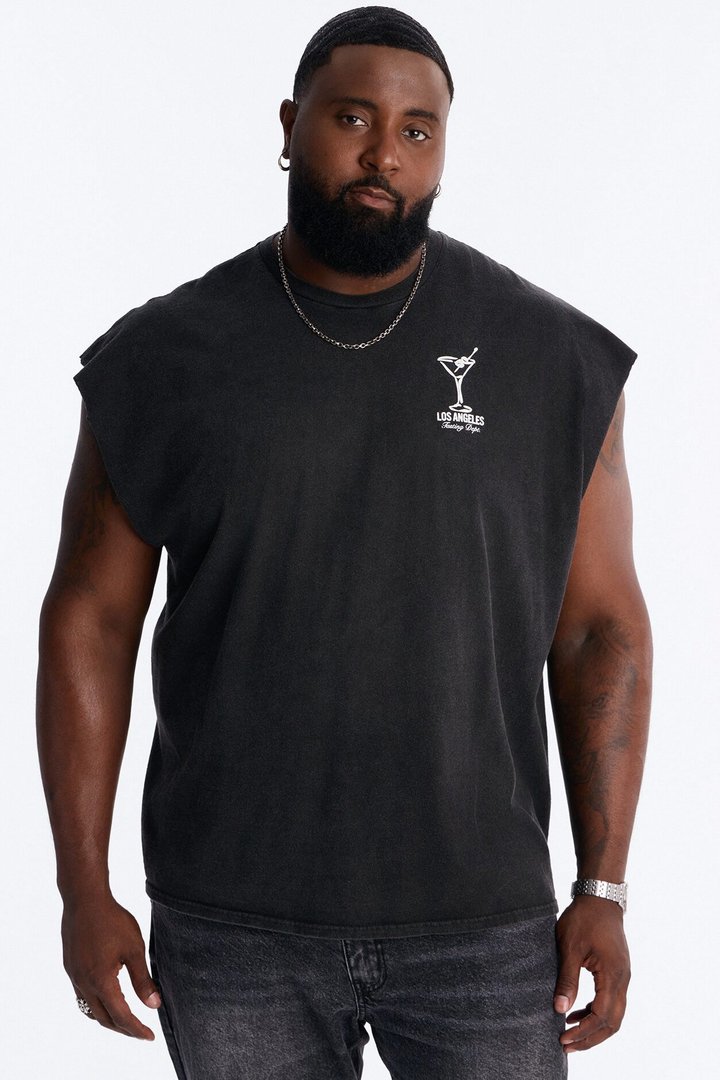 Los Angeles Martini Vintage Muscle Tee - Black