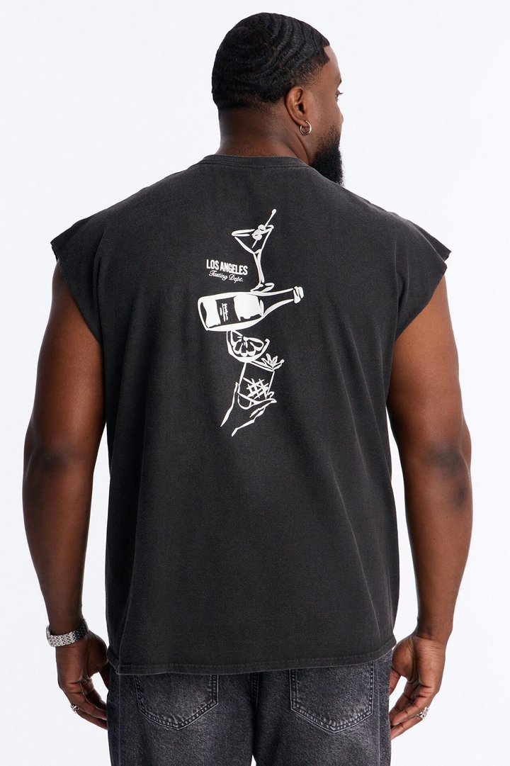Los Angeles Martini Vintage Muscle Tee - Black