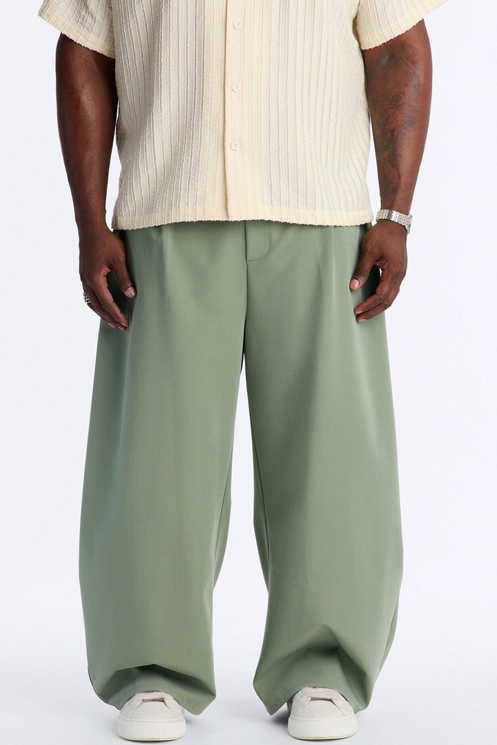 Barrel Bold Flow Trousers - Green