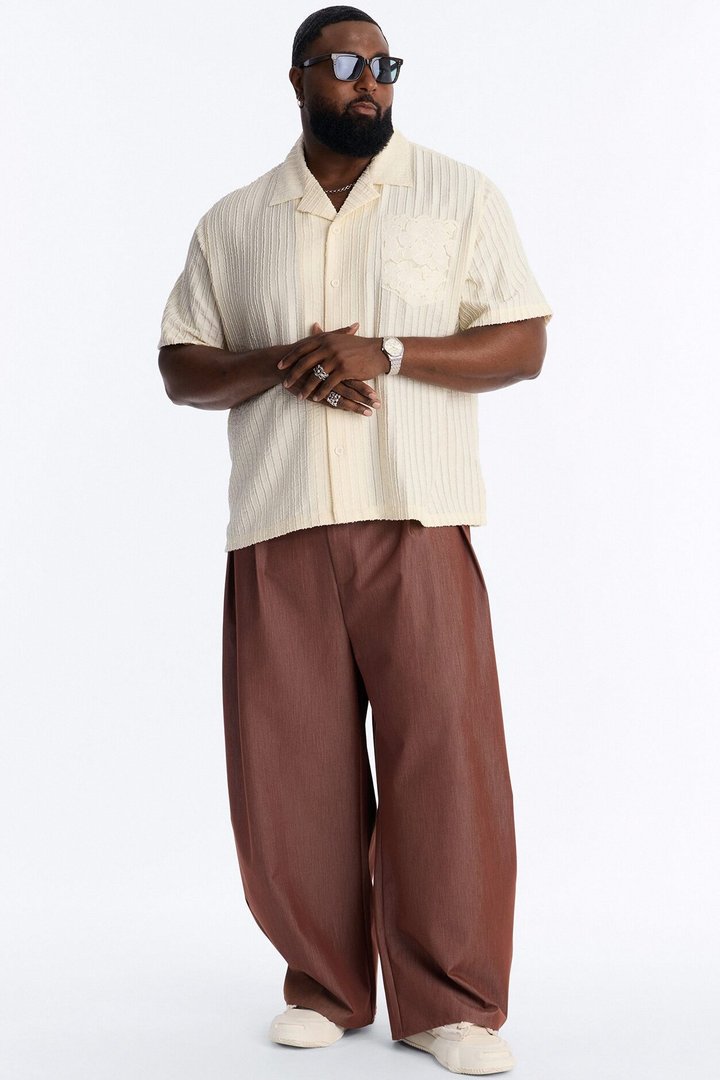 Barrel Bold Flow Trousers - Brown