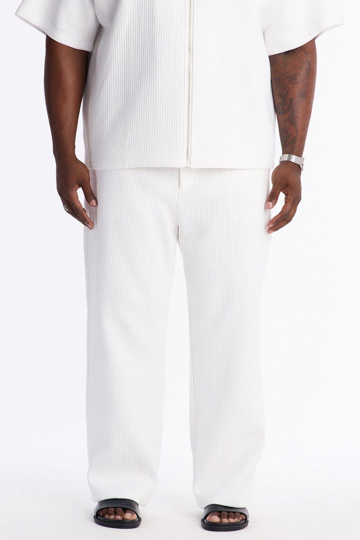 Textured Fleece Straight Leg Pant - Cream
