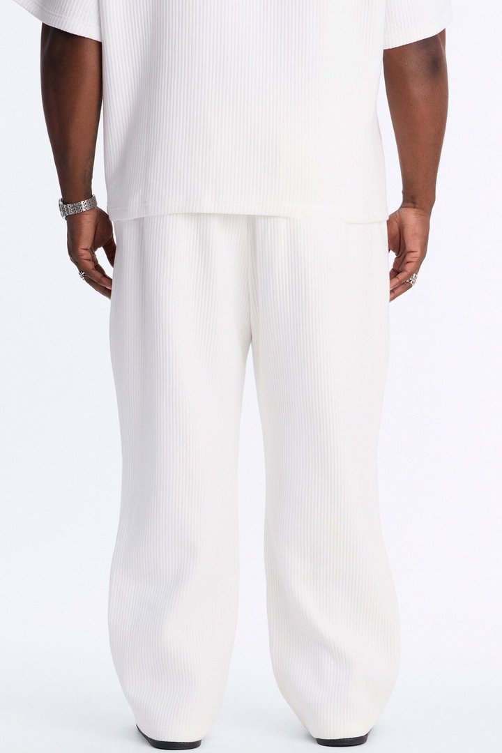 Textured Fleece Straight Leg Pant - Cream