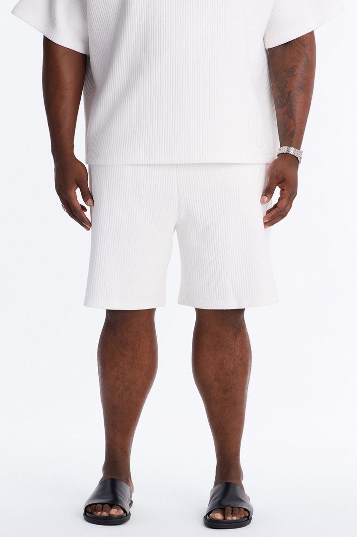 Textured Relaxed Sweatshort - Cream