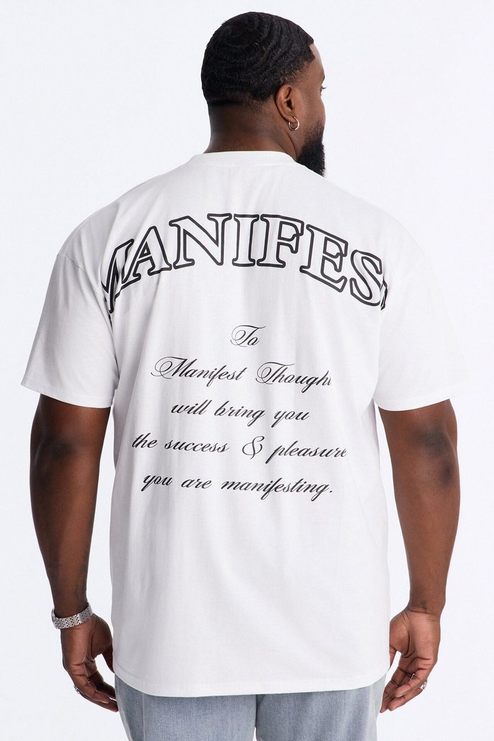 Manifest Thoughts Oversized Short Sleeve Tee - White