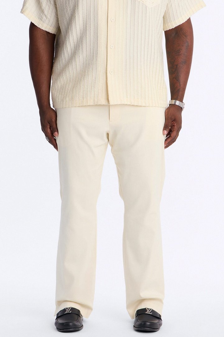 Slim Modern Gabardine Slit Flared Trouser - Cream