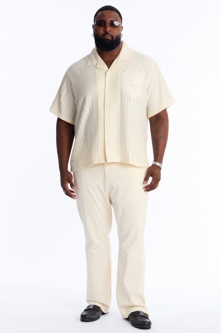 Slim Modern Gabardine Slit Flared Trouser - Cream