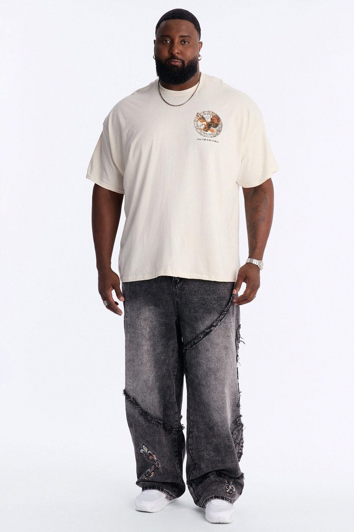 Live Life To The Fullest Oversized Short Sleeve Tee - Cream