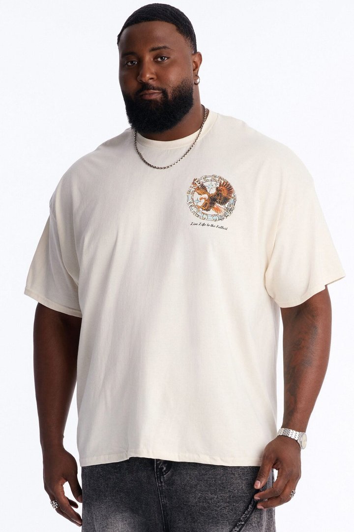 Live Life To The Fullest Oversized Short Sleeve Tee - Cream
