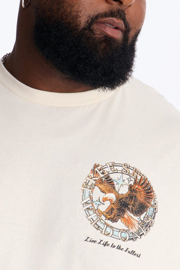 Live Life To The Fullest Oversized Short Sleeve Tee - Cream
