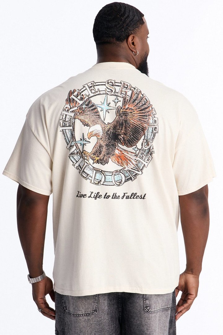 Live Life To The Fullest Oversized Short Sleeve Tee - Cream