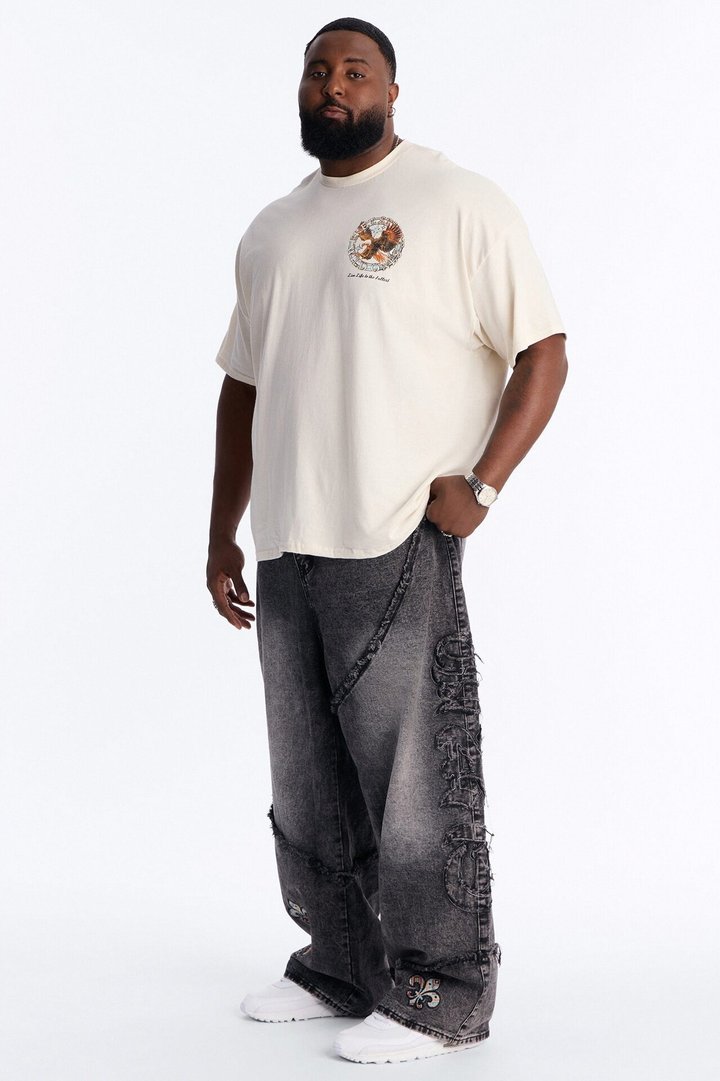 East End Frayed Baggy Jean - Dark Wash