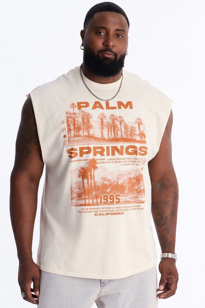 Palm Springs 1995 Muscle Tee - Natural