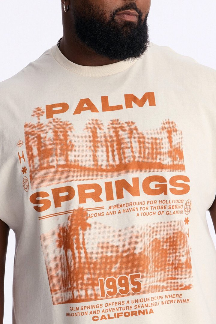Palm Springs 1995 Muscle Tee - Natural