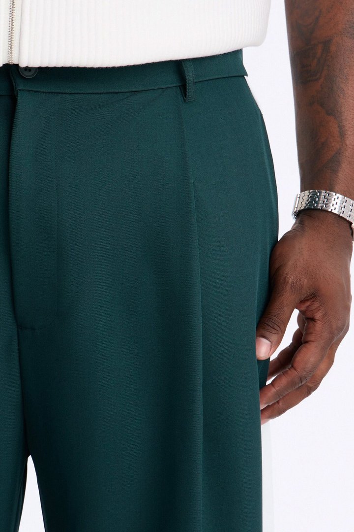 Satin Side Stripe Wide Leg Trouser - Green/combo