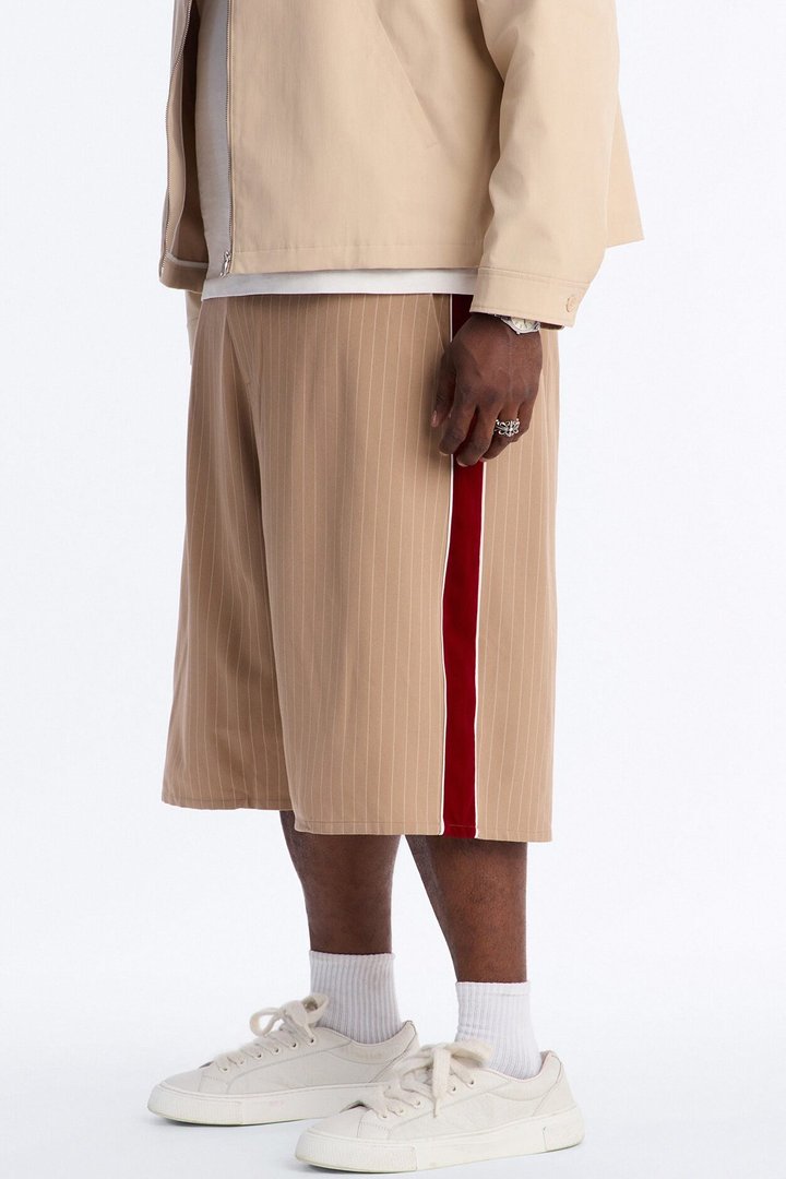 Baggy Elevated Side Stripe Short - Khaki/combo