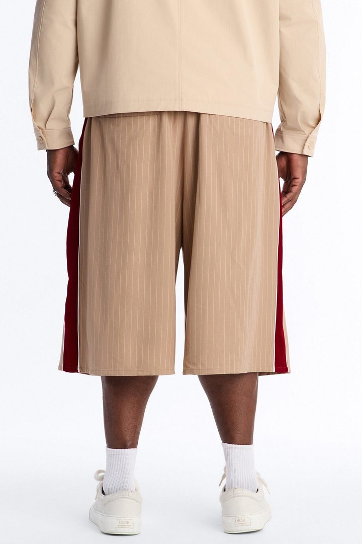 Baggy Elevated Side Stripe Short - Khaki/combo