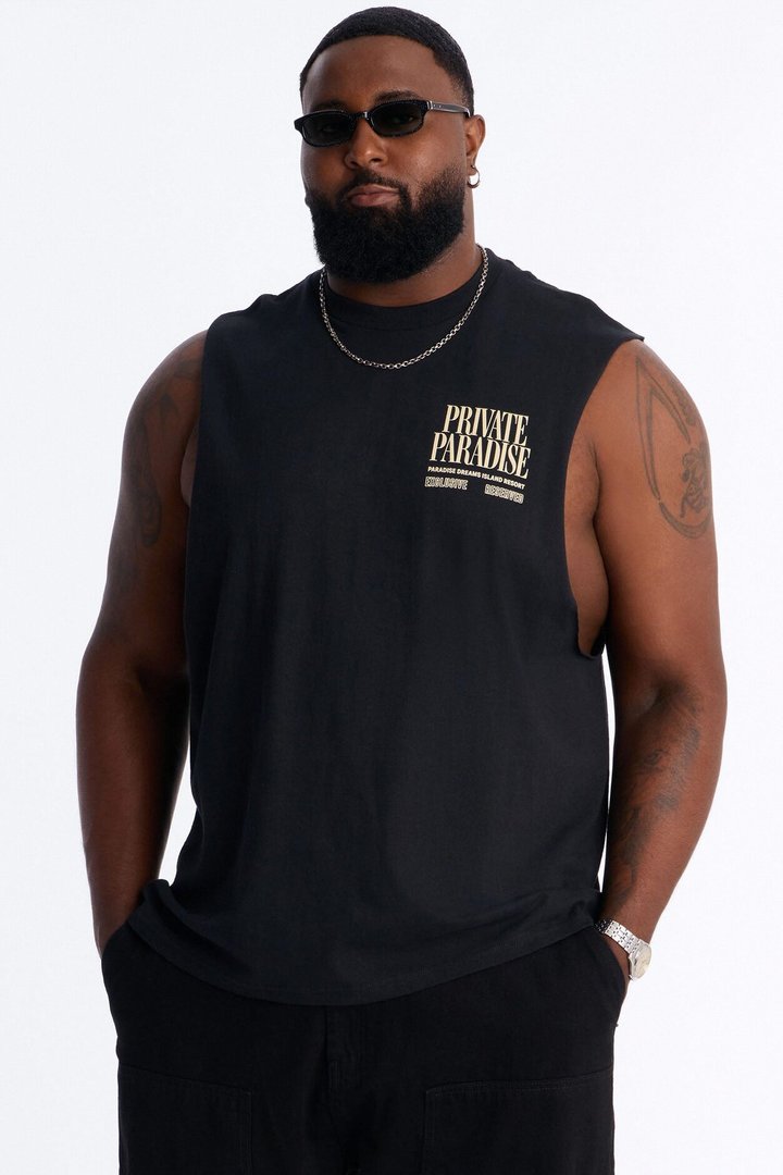 Private Paradise Muscle Tee - Black