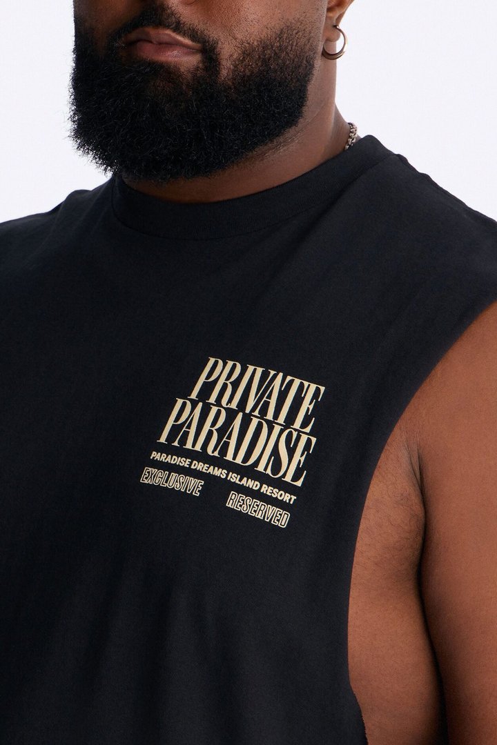 Private Paradise Muscle Tee - Black