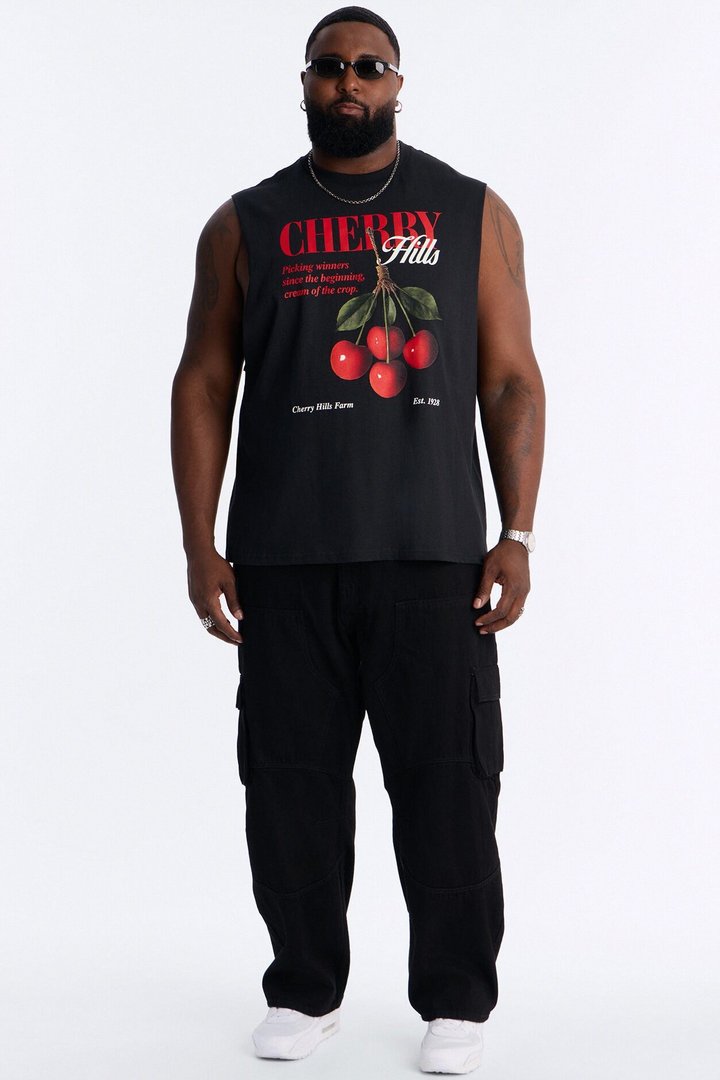 Cherry Hills Oversized Muscle Tee - Black