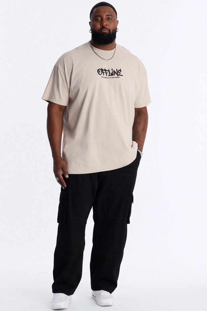 Going Offline Oversized Short Sleeve Tee - Light Grey