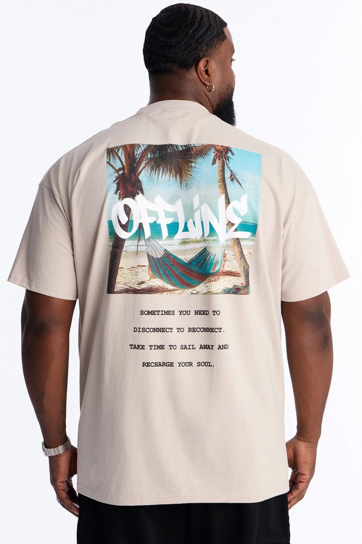 Going Offline Oversized Short Sleeve Tee - Light Grey