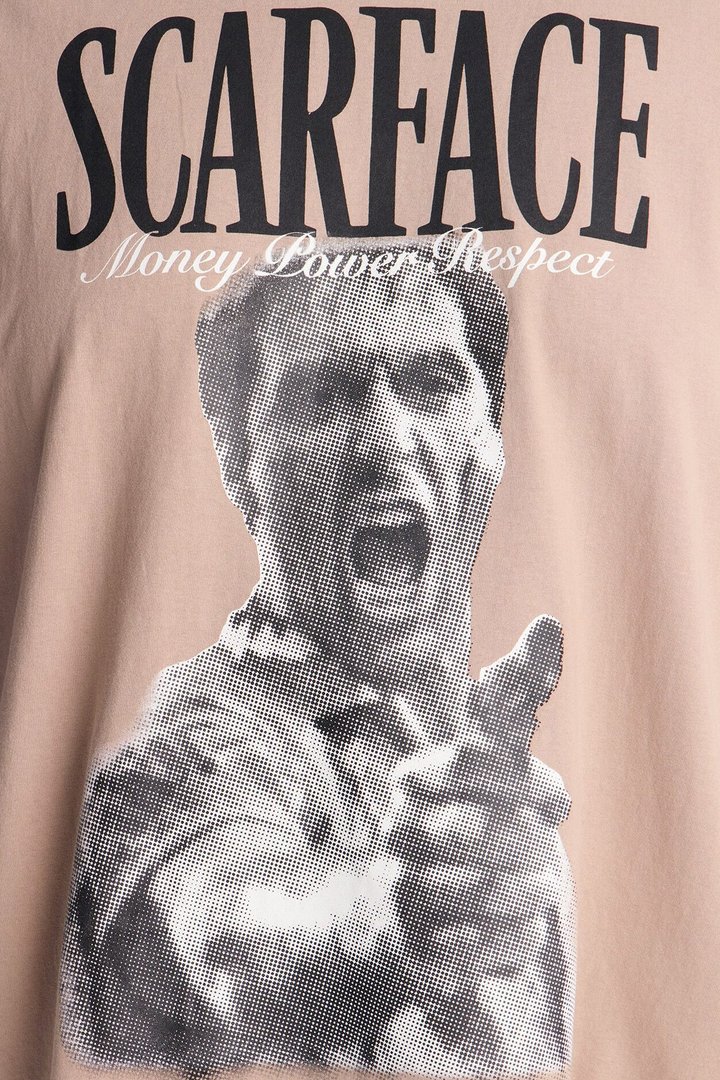 Heavy Weight Scarface Money Power Respect Muscle Tee - Taupe