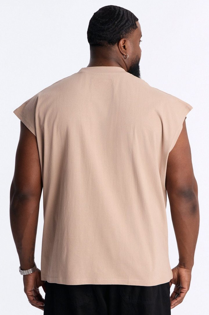 Heavy Weight Scarface Money Power Respect Muscle Tee - Taupe
