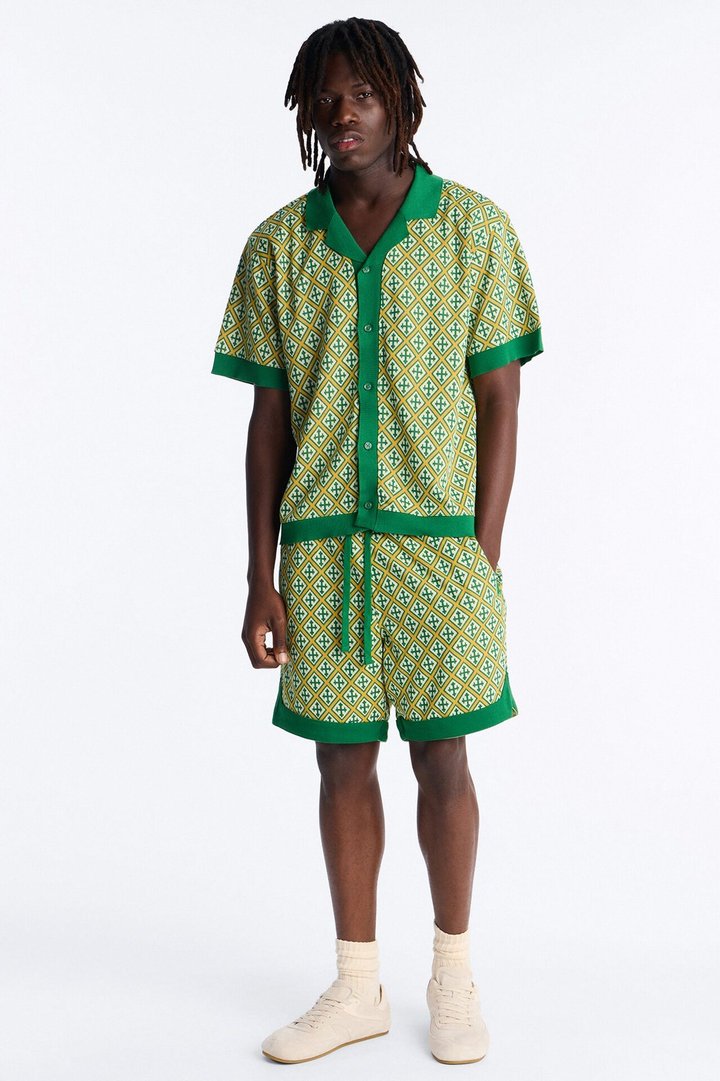 Tunis Medina Jacquard Button Up Shirt - Green