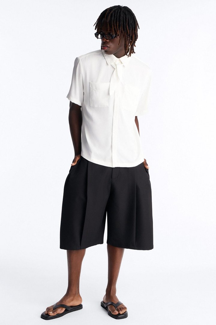 Relaxed Luxe Neckerchief Button Up Shirt - White