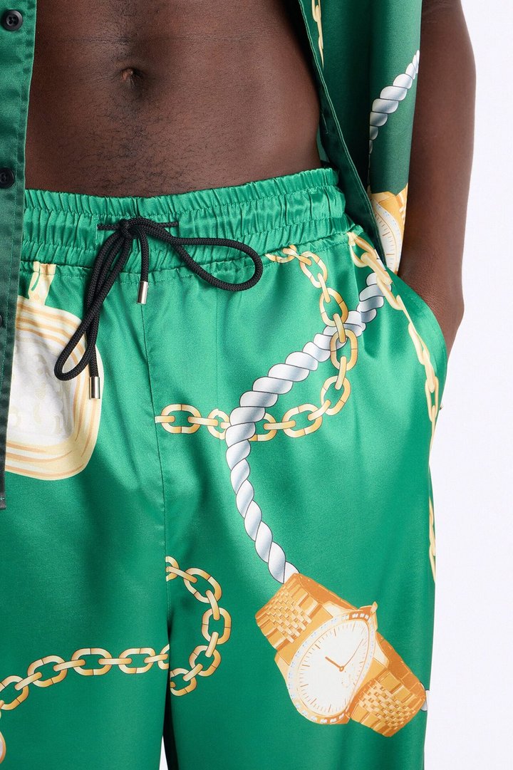 Baggy Imperial Luxe Jewel Printed Pant - Green/combo