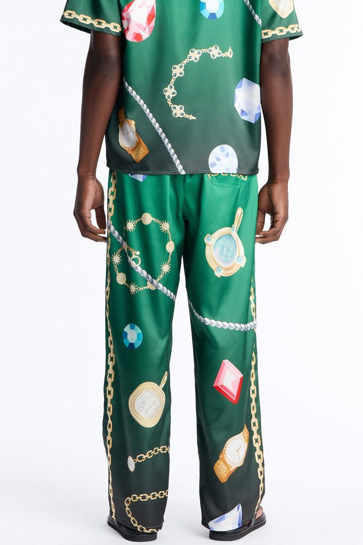 Baggy Imperial Luxe Jewel Printed Pant - Green/combo