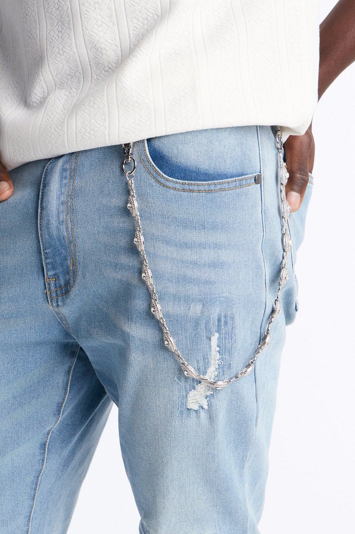 Iced Evil Eye Infinity Pant Chain - Silver