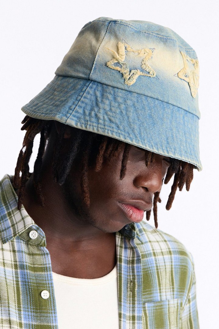 Cosmo Distress Denim Bucket Hat - Denim
