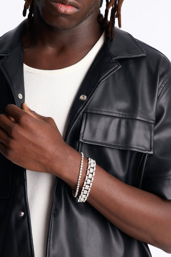 Forever Cold Iced Bracelet Set - Silver
