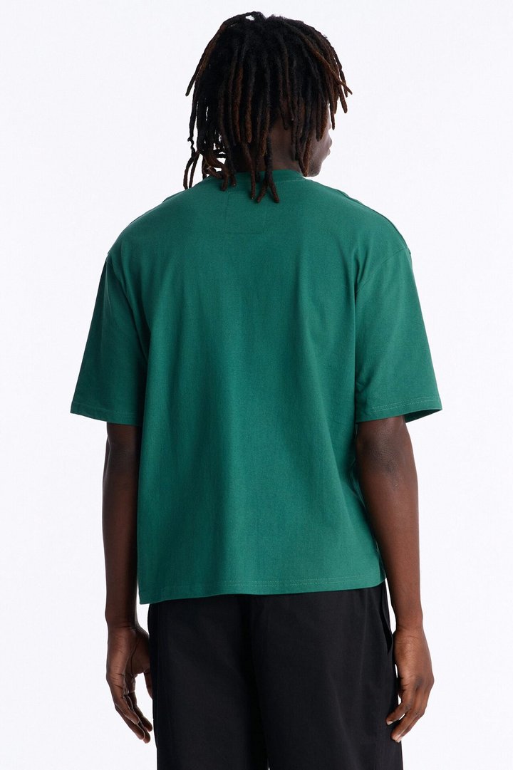 Heavy Weight Scarface Money First Rhinestones Oversized Short Sleeve Tee - Hunter Green