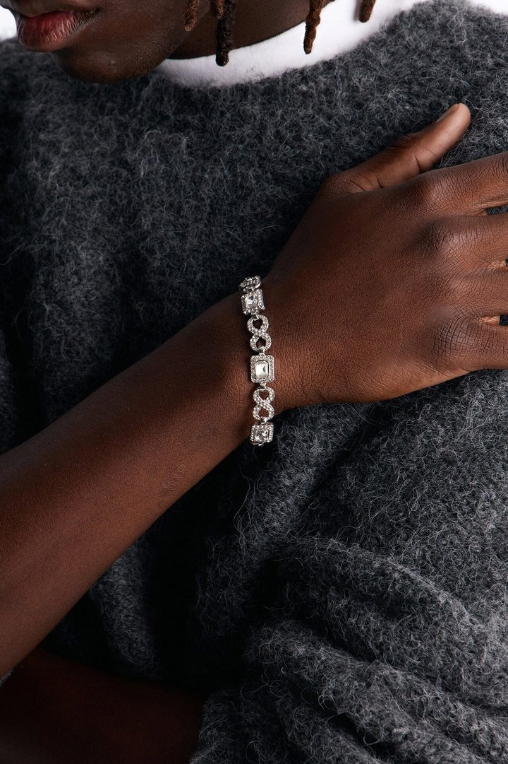Iced Infinite Cluster Link Bracelet - Silver