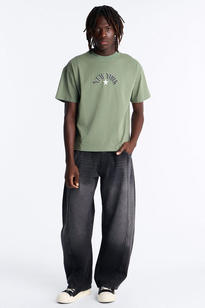 New York Heavy Weight Oversized Short Sleeve Tee - Olive