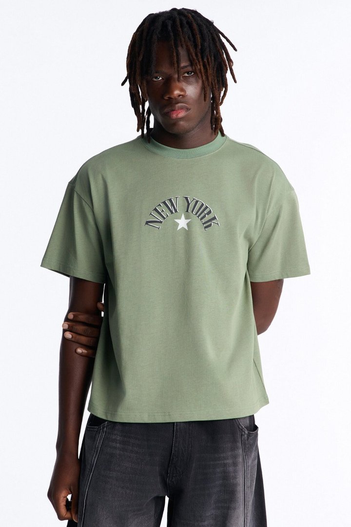 New York Heavy Weight Oversized Short Sleeve Tee - Olive