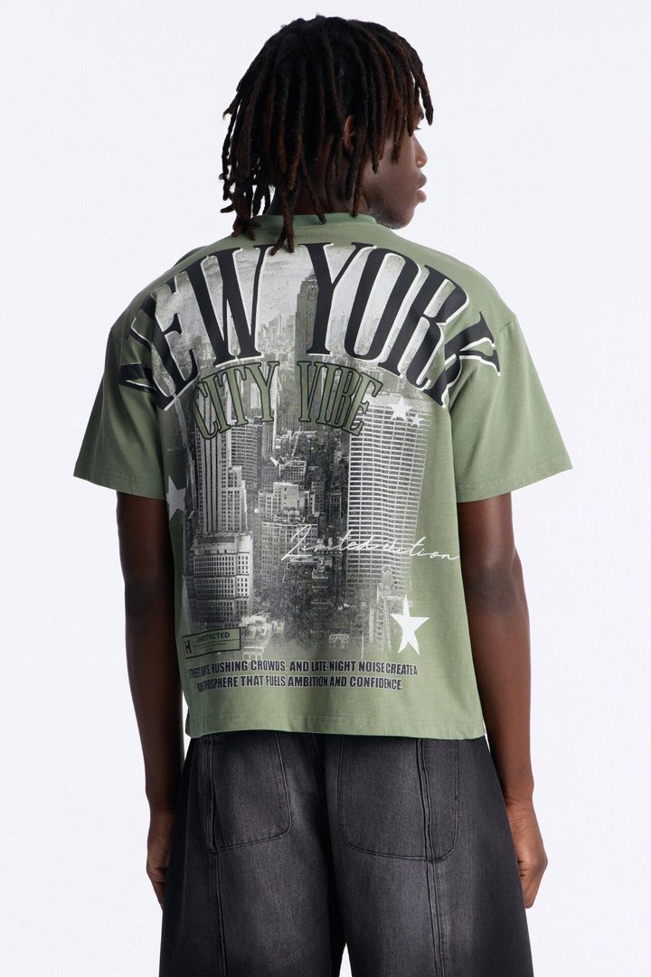New York Heavy Weight Oversized Short Sleeve Tee - Olive