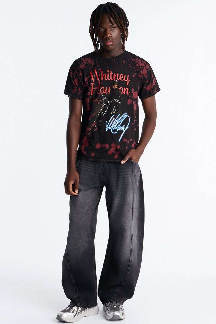 Whitney Houston Dyed Short Sleeve Tee - Black/Red